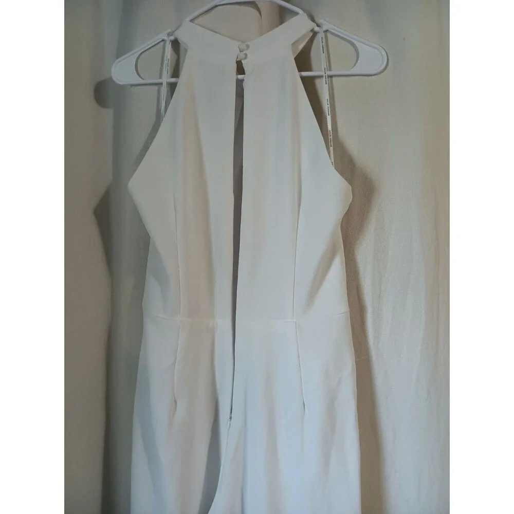 Julia Jordan Sz 8 Twist Halter Neck Jumpsuit  Sleeveless Keyhole Pocket Stretch - Picture 6 of 11